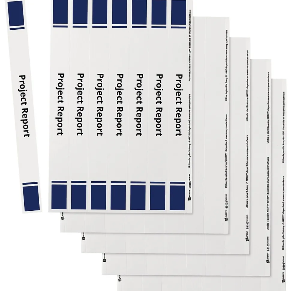 Avery Binder Spine Inserts, For 1 Inch Ring Binders, 40 Cardstock View Binder Spine ID Inserts (89103)