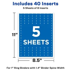 Avery Binder Spine Inserts, For 1 Inch Ring Binders, 40 Cardstock View Binder Spine ID Inserts (89103)