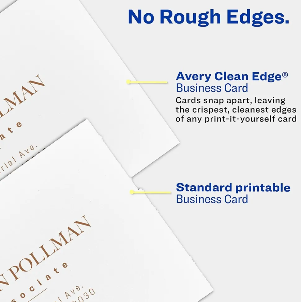 Avery Clean Edge Business Cards, 2" x 3 1/2", Matte White, 90 Per Pack (28878)
