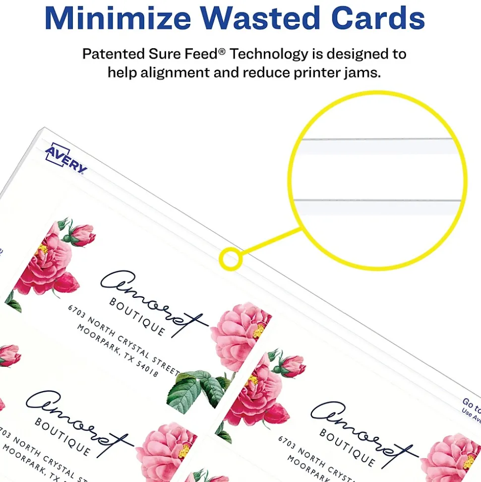 Avery Clean Edge Business Cards, 2" x 3 1/2", Matte White, 90 Per Pack (28878)