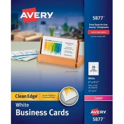 Avery Clean Edge Business Cards, 2" x 3 1/2", Matte White, 400 Per Pack (5877)