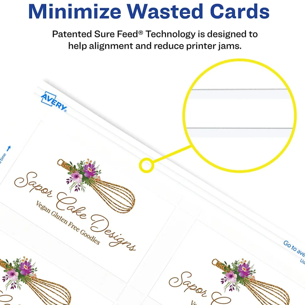 Avery Clean Edge Business Cards, 2" x 3 1/2", Matte White, 2000 Per Pack (5870)