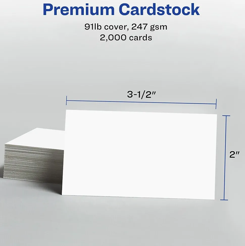 Avery Clean Edge Business Cards, 2" x 3 1/2", Matte White, 2000 Per Pack (5870)