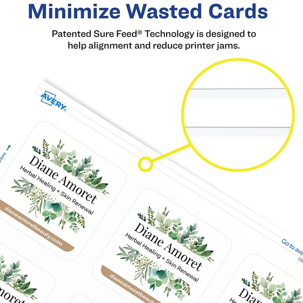 Avery Clean Edge Laser Square Cards with Rounded Corners, 2 1/2" x 2 1/2", White, 20 Sheets/Pack, 180 Cards/Pack (35703)