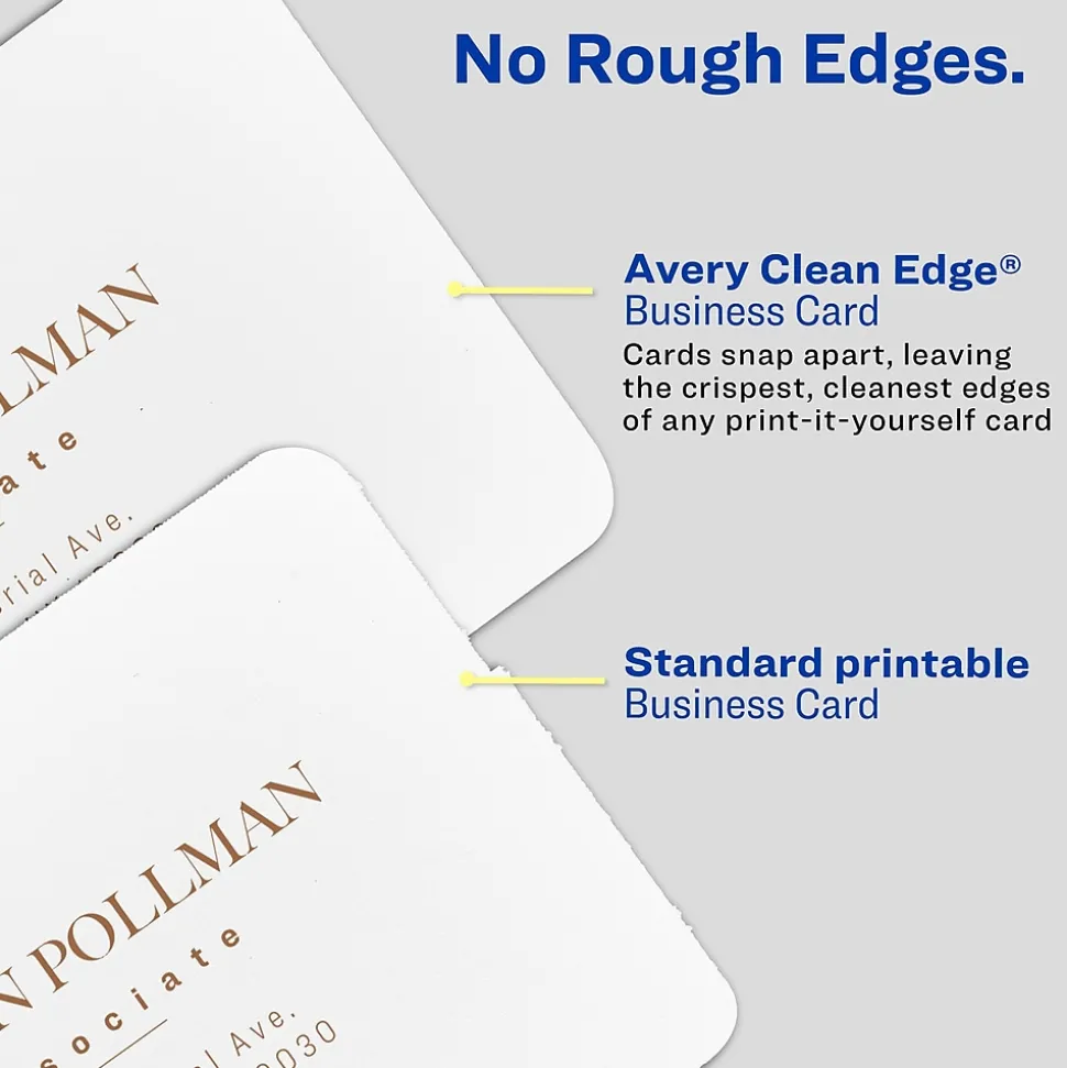 Avery Clean Edge Laser Square Cards with Rounded Corners, 2 1/2" x 2 1/2", White, 20 Sheets/Pack, 180 Cards/Pack (35703)