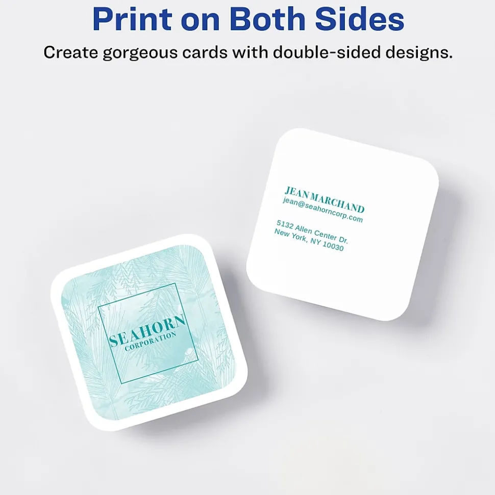 Avery Clean Edge Laser Square Cards with Rounded Corners, 2 1/2" x 2 1/2", White, 20 Sheets/Pack, 180 Cards/Pack (35703)