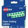 Avery Color-Coding Labels in Dispenser, 1/4" Dia, Green, 450 Stickers/Pack (5791)