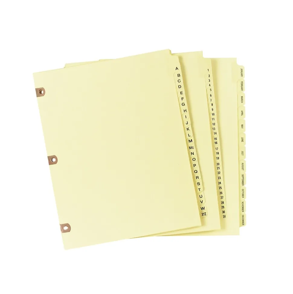 Avery Copper Reinforced Preprinted Dividers, 12-Tabs, Buff, Set (24286)