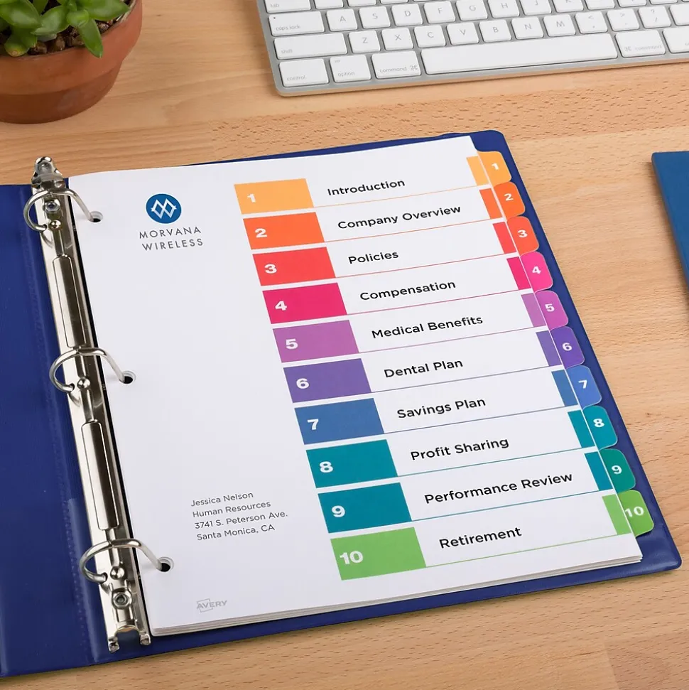 Avery Customizable Table Of Contents Ready Index Pre-Printed Paper Divider, 10-Tab, White, 3/Pack (11072)