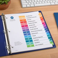 Avery Customizable Table Of Contents Divider, 15-Tab, White, 3 Sets/Pack (11074)