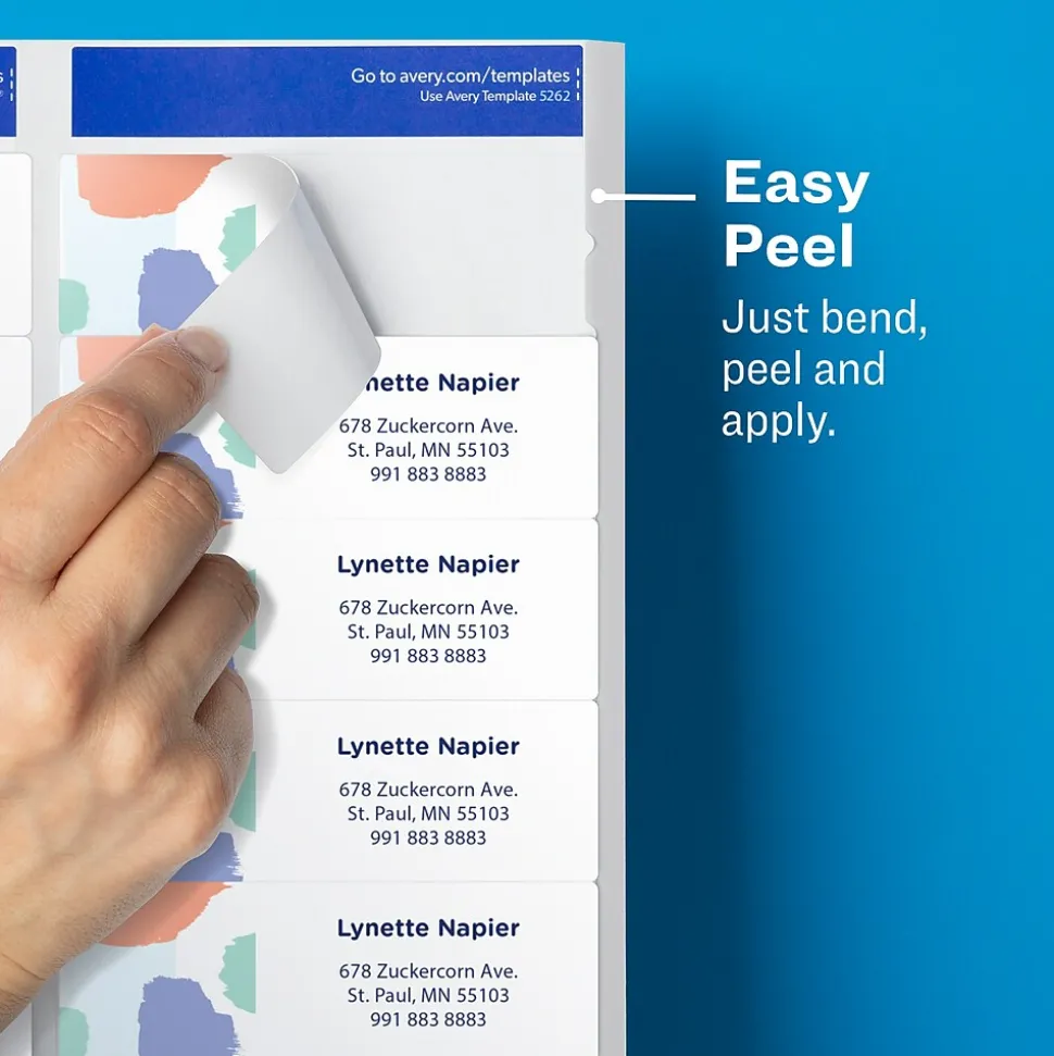 Avery Easy Peel Inkjet Address Labels, 1-1/3" x 4", Clear, 140 Labels/Pack (18662)