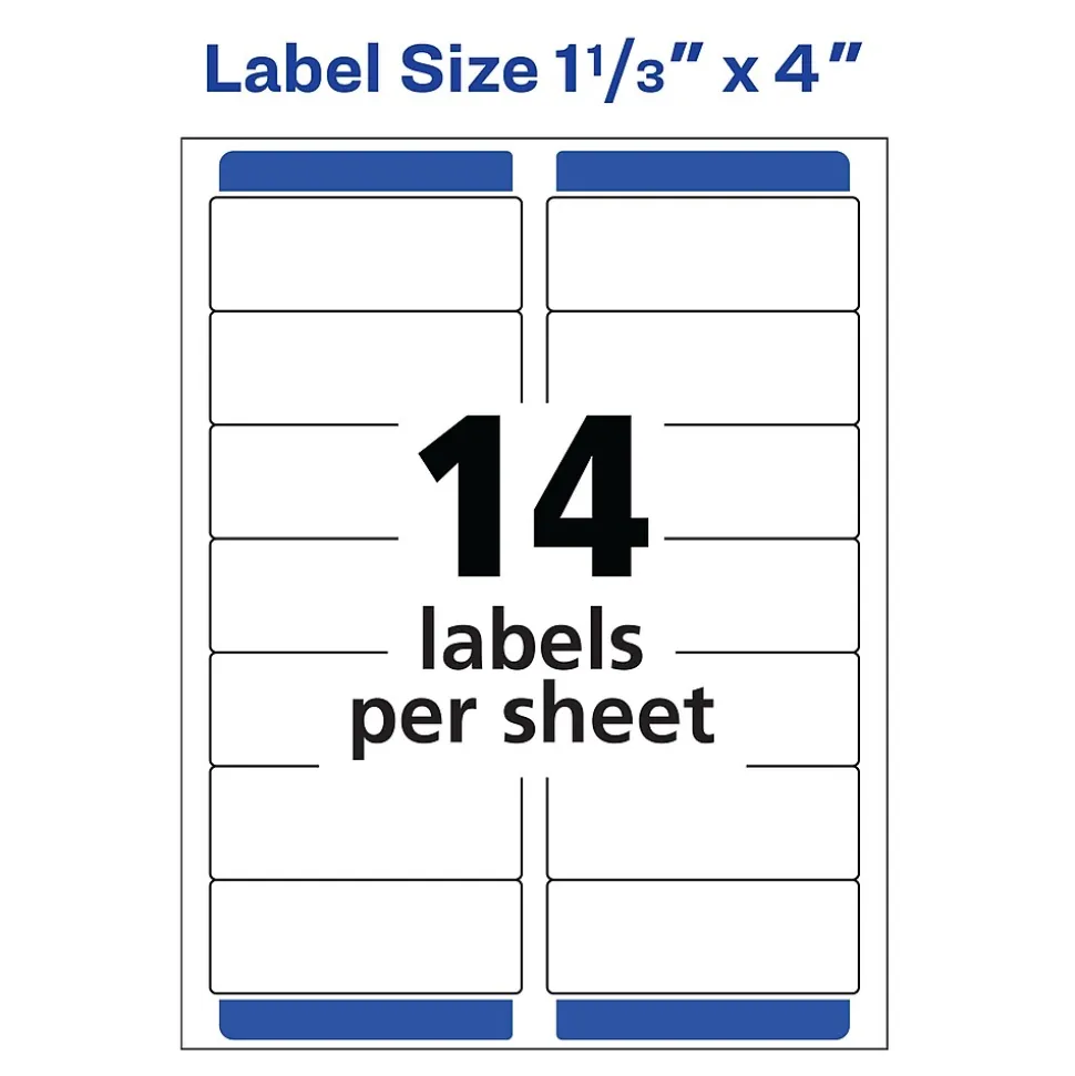 Avery Easy Peel Inkjet Address Labels, 1-1/3" x 4", Clear, 140 Labels/Pack (18662)