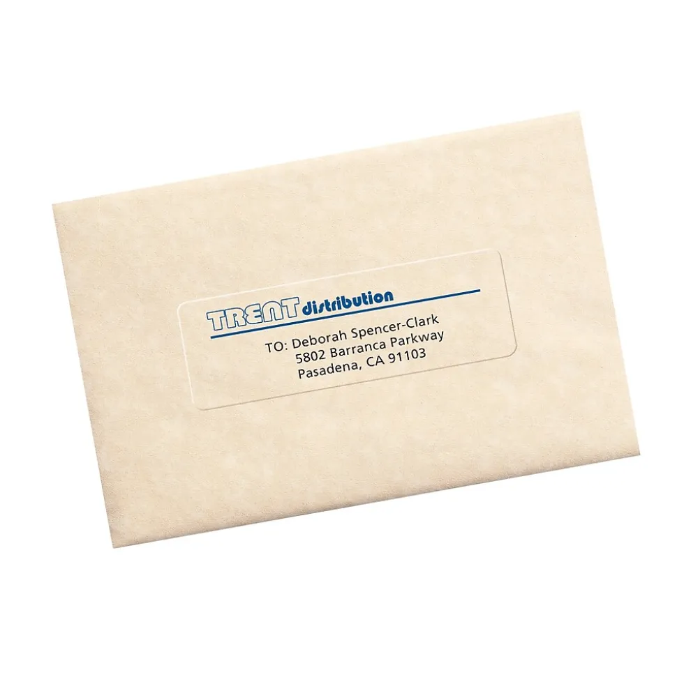 Avery Easy Peel Inkjet Address Labels, 1-1/3" x 4", Clear, 140 Labels/Pack (18662)