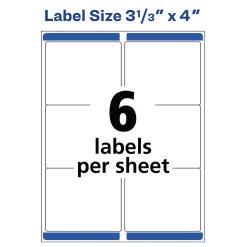 Avery Easy Peel Inkjet Shipping Labels, 3-1/3
