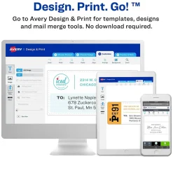 Avery Easy Peel Inkjet Shipping Labels, 3-1/3