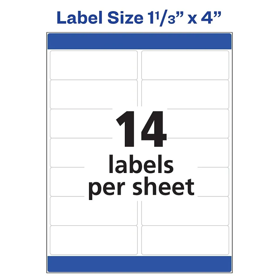 Avery Easy Peel Laser Address Labels, 1-1/3" x 4", White, 3,500 Labels/Box (5962)