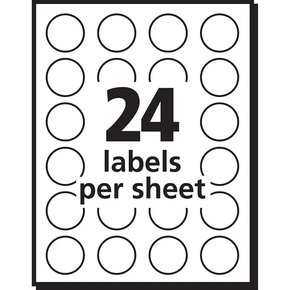 Avery Easy Peel Laser Color-Coding Labels, 3/4" Dia, Assorted Neon, 1,008 Labels/Pack (5474)