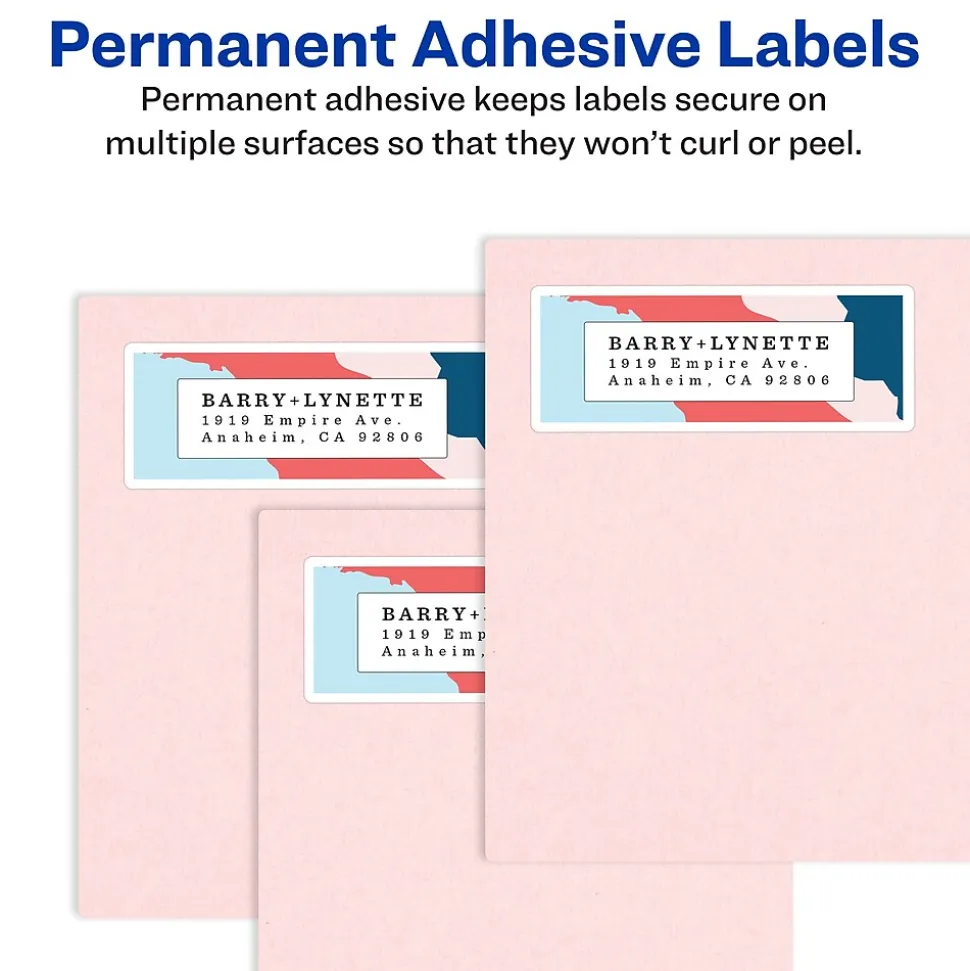 Avery Easy Peel Laser Return Address Labels, 2/3" x 1 3/4", White, 1,500 Labels/Pack (5195)