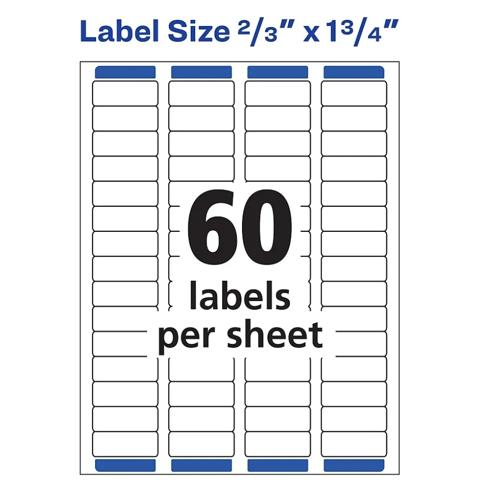 Avery Easy Peel Laser Return Address Labels, 2/3" x 1 3/4", White, 1,500 Labels/Pack (5195)