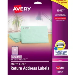 Avery Easy Peel Laser Return Address Labels, 2/3" x 1-3/4", Clear, 800 Labels/Pack (15667)