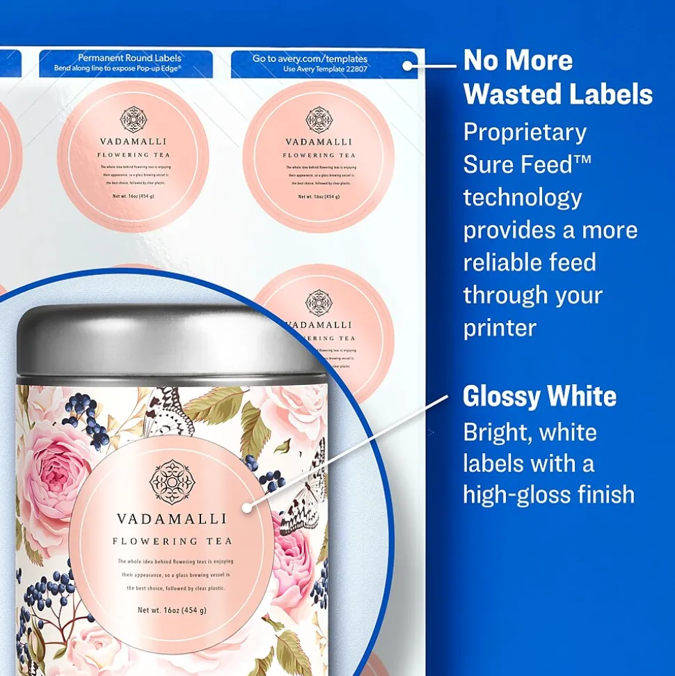 Avery Easy Peel Laser Shipping Labels, 2" x 4", Glossy White, 100 Labels/Pack (6527)