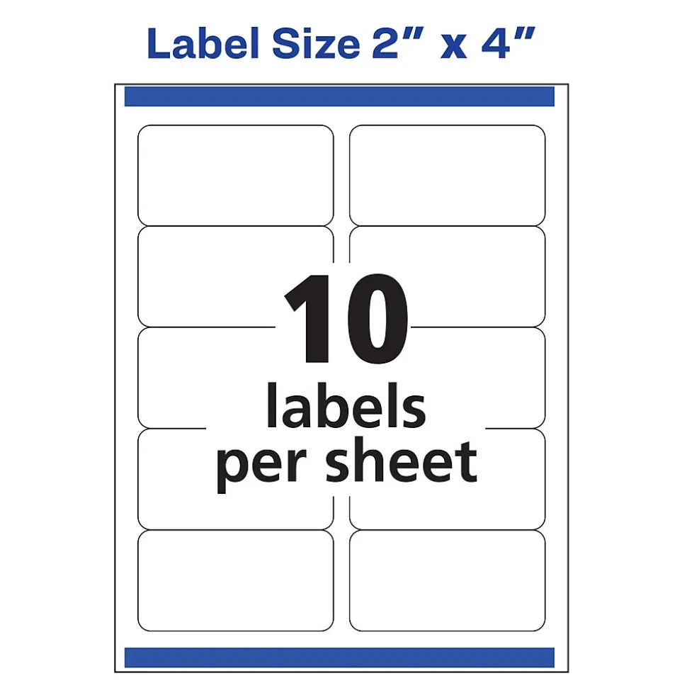 Avery Easy Peel Laser Shipping Labels, 2" x 4", Glossy White, 100 Labels/Pack (6527)
