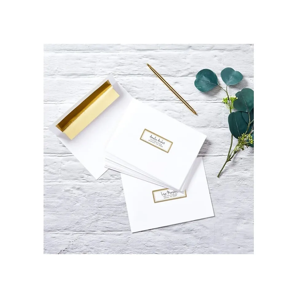 Avery Easy Peel Laser/Inkjet Address Labels, 1" x 2 5/8", White with Metallic Gold Borders, 300 Labels/Pack (6540)