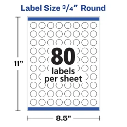 Avery Easy Peel Laser/Inkjet Round Labels, 3/4