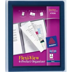 Avery Flexi-View 6-Pocket Presentation Folder, Navy Blue (47696)