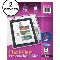 Avery Flexi-View 2-Pocket Presentation Folders, Black, 2/Pack (47847)