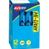 Avery Hi-Liter Desk Style Highlighters, Chisel Tip, Blue, Dozen (24016)