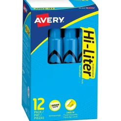 Avery Hi-Liter Desk Style Highlighters, Chisel Tip, Blue, Dozen (24016)