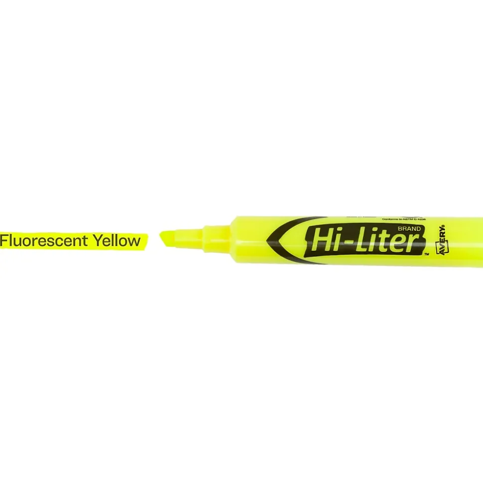 Avery Hi-Liter Desk Style Highlighters, Chisel Tip, Yellow, Dozen (24000)