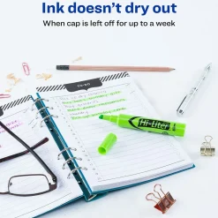 Avery Hi-Liter Tank Highlighters, Chisel, Green, Dozen (24020)