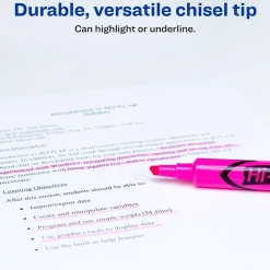 Avery Hi-Liter Tank Highlighters, Chisel, Pink, Dozen (24010)