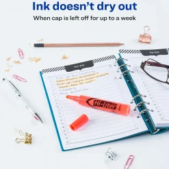 Avery Hi-Liter Tank Highlighters, Chisel, Orange, Dozen (24050)