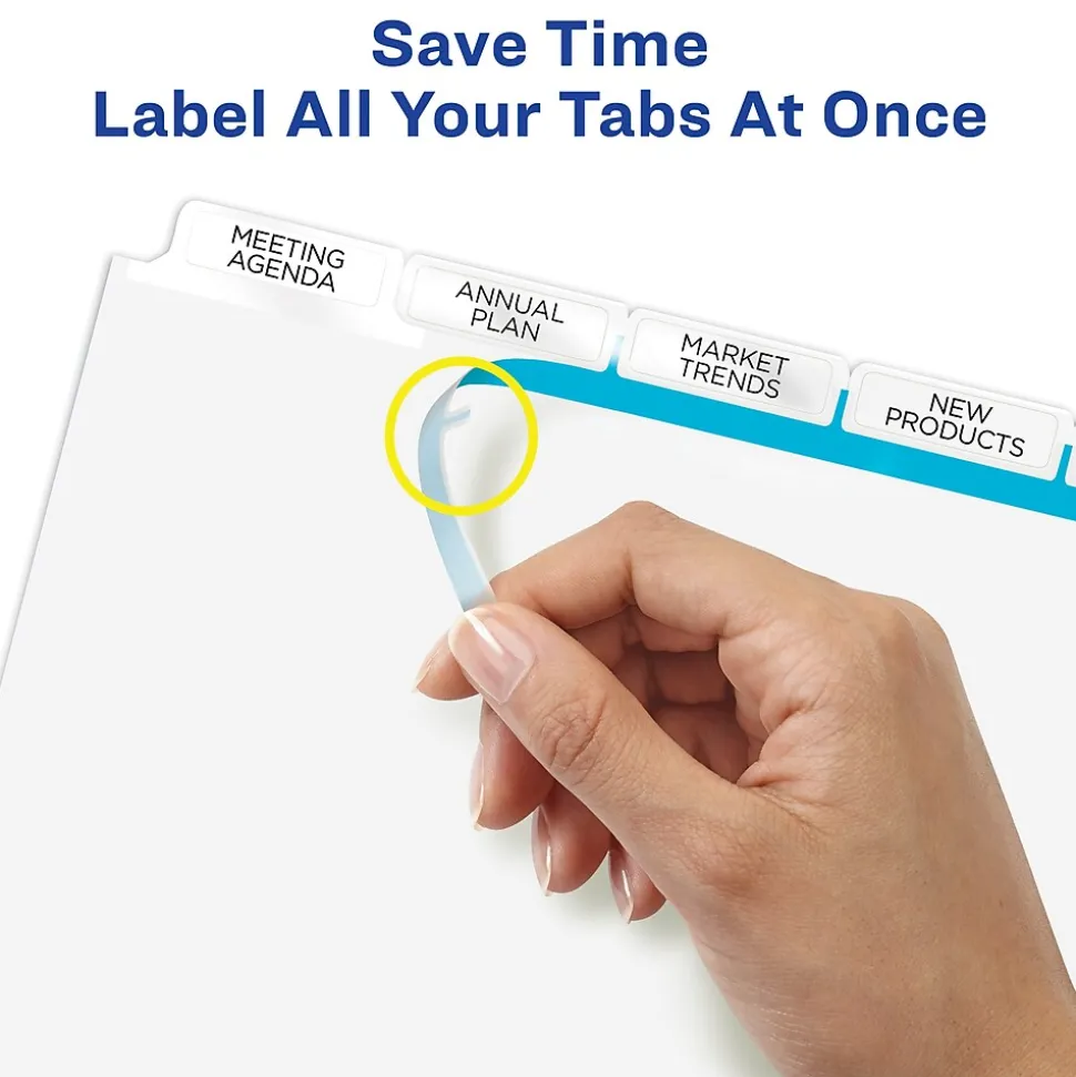 Avery Index Maker Big Tab Paper Dividers with Print & Apply Label Sheets, 5 Tabs, White (11490)