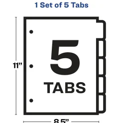 Avery Index Maker Big Tab Paper Dividers with Print & Apply Label Sheets, 5 Tabs, White (11490)