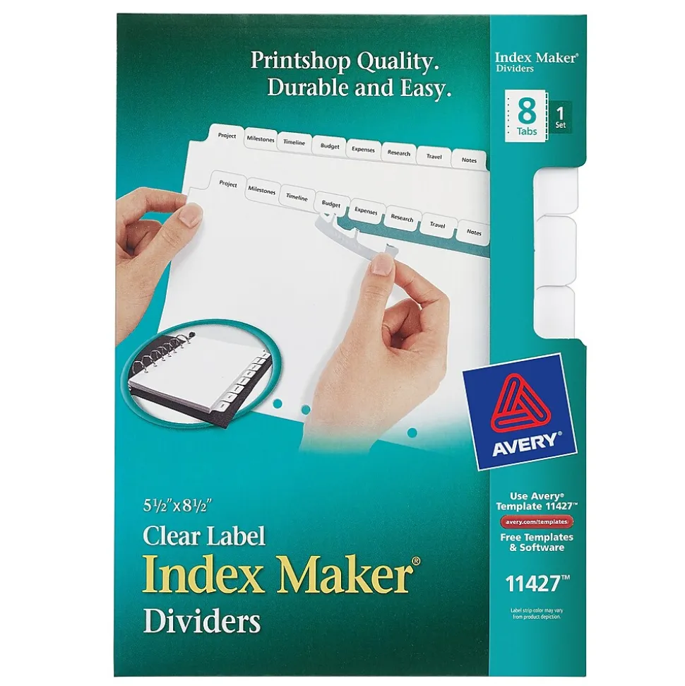 Avery Index Maker Mini Paper Dividers with Print & Apply Label Sheets, 8 Tabs, White (11427)
