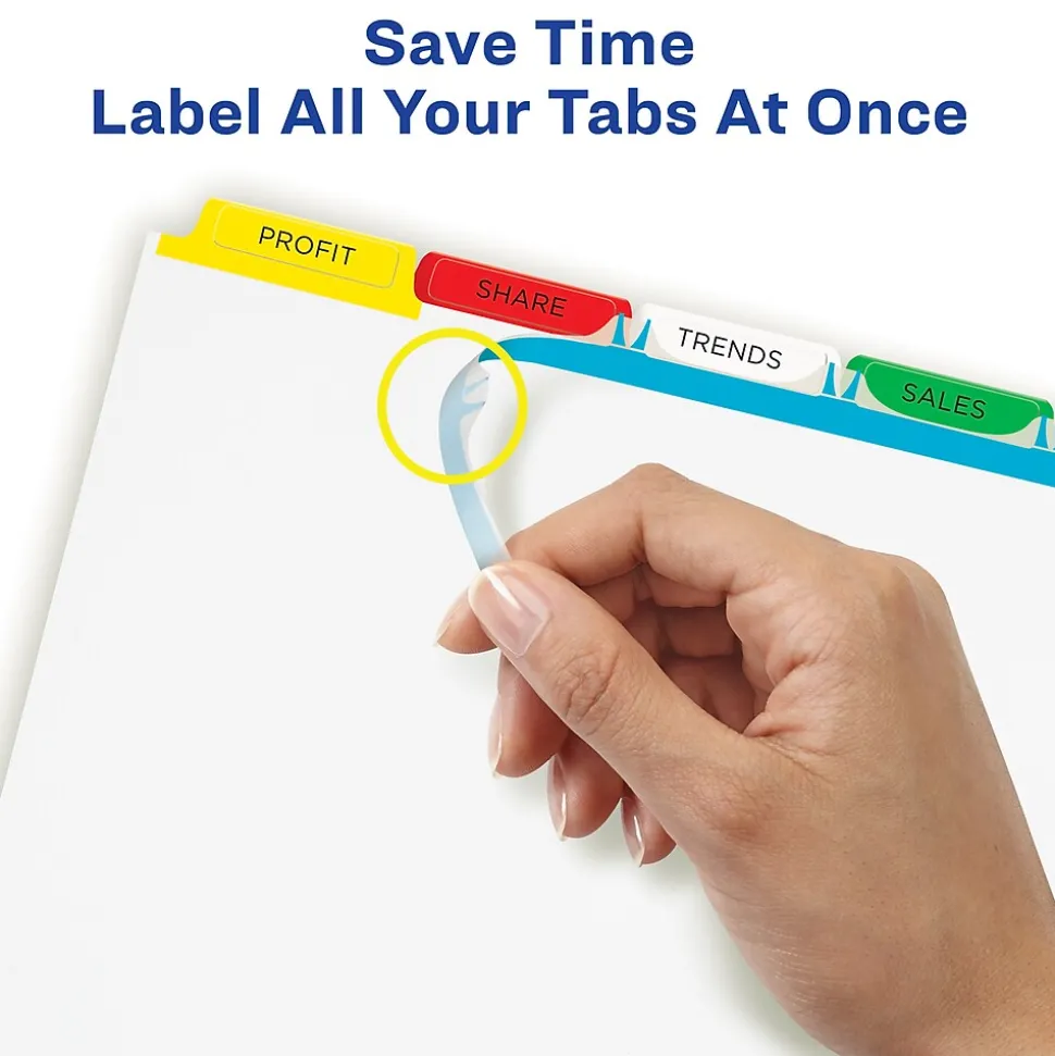 Avery Index Maker Paper Dividers with Print & Apply Label Sheets, 5 Tabs, Multicolor, 25 Sets/Pack (11423)