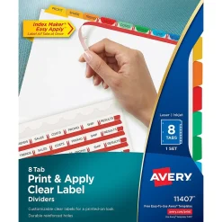 Avery Index Maker Paper Dividers with Print & Apply Label Sheets, 8 Tabs, Multicolor (11407)