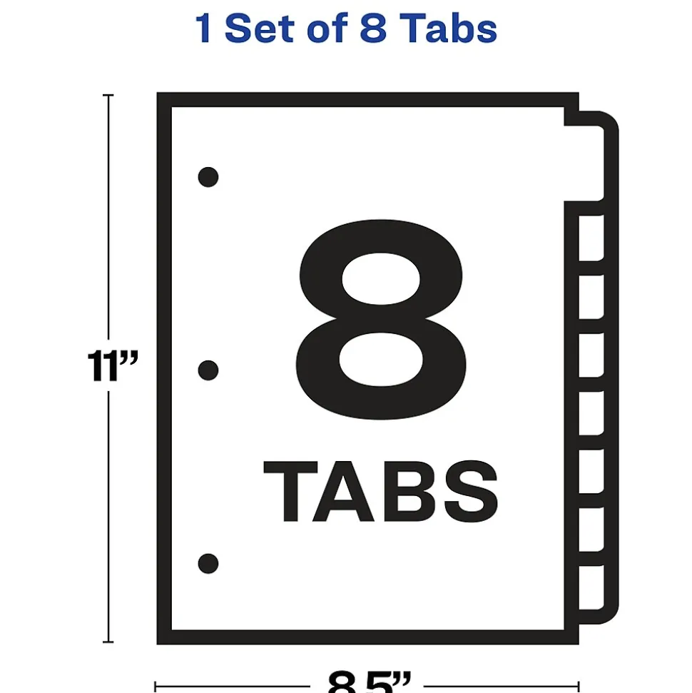 Avery Index Maker Paper Dividers with Print & Apply Label Sheets, 8 Tabs, Multicolor (11407)