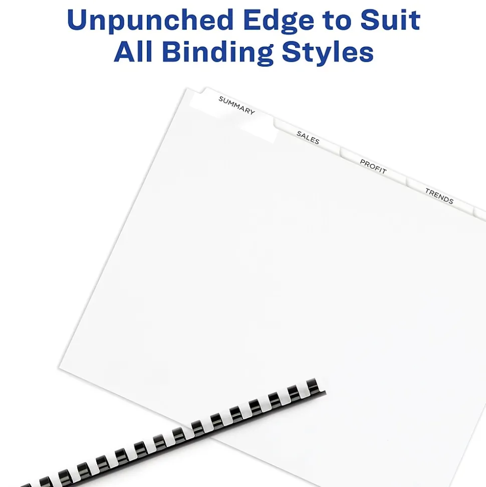 Avery Index Maker Paper Dividers with Print & Apply Label Sheets, 5 Tabs, White, 5 Sets/Pack (11431)