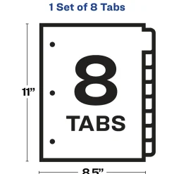 Avery Index Maker Plastic Dividers with Print & Apply Label Sheets, 8 Tabs, Frosted White (11450)
