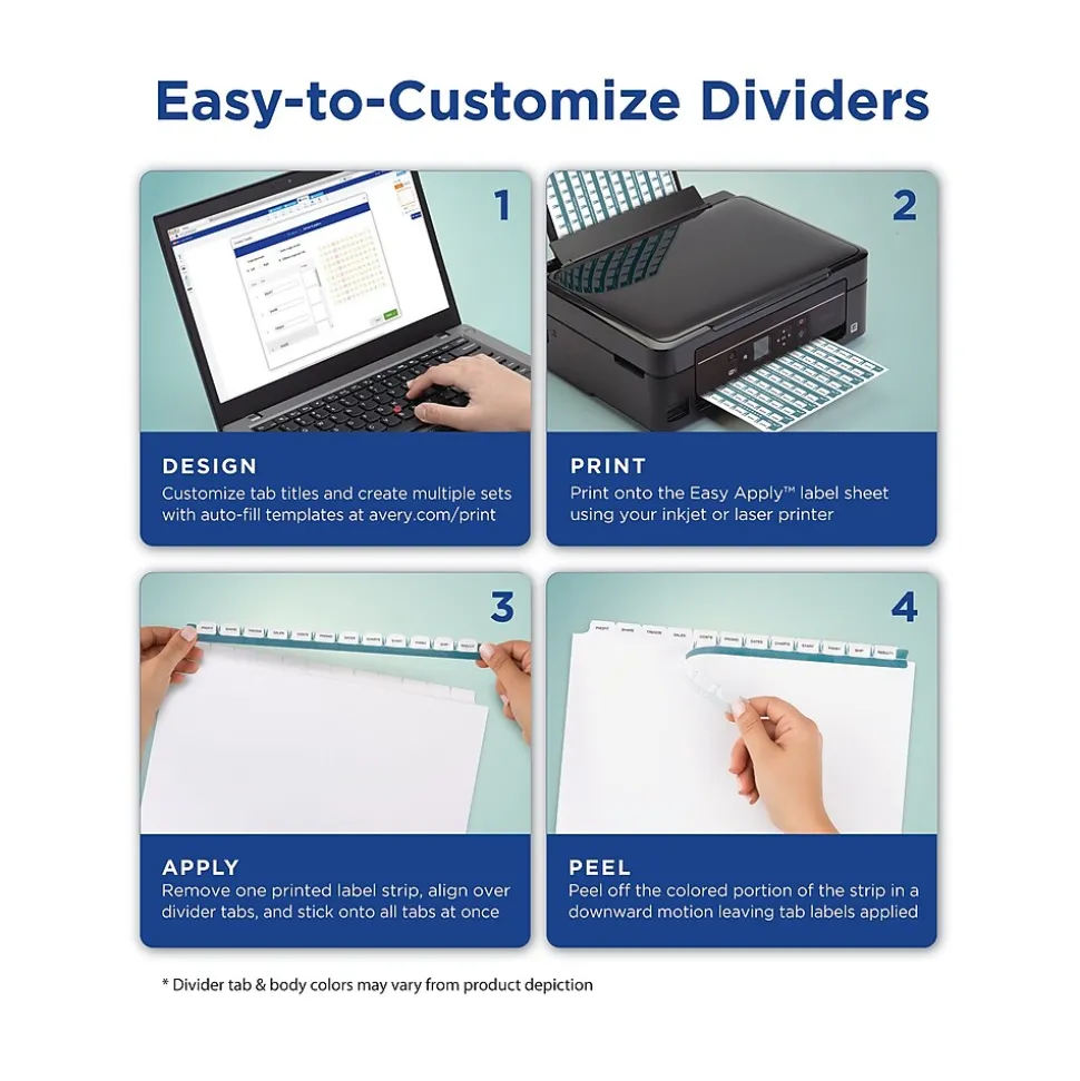 Avery Index Maker Print & Apply Dividers, 24-Tab, White, Set (13151)