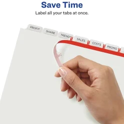 Avery Index Maker Print & Apply Label Paper Dividers for Copiers, 8 Tabs, White, 5 Sets/Pack (11422)