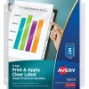 Avery Index Maker Standard Weight Sheet Protector Plastic Dividers, 5-Tab, 8-1/2" x 11", Clear (75500)