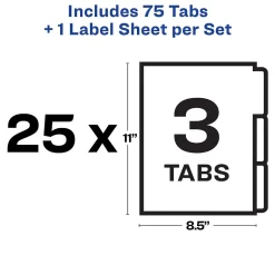 Avery Index Maker Unpunched Paper Dividers with Print & Apply Label Sheets, 3 Tabs, White (11442)