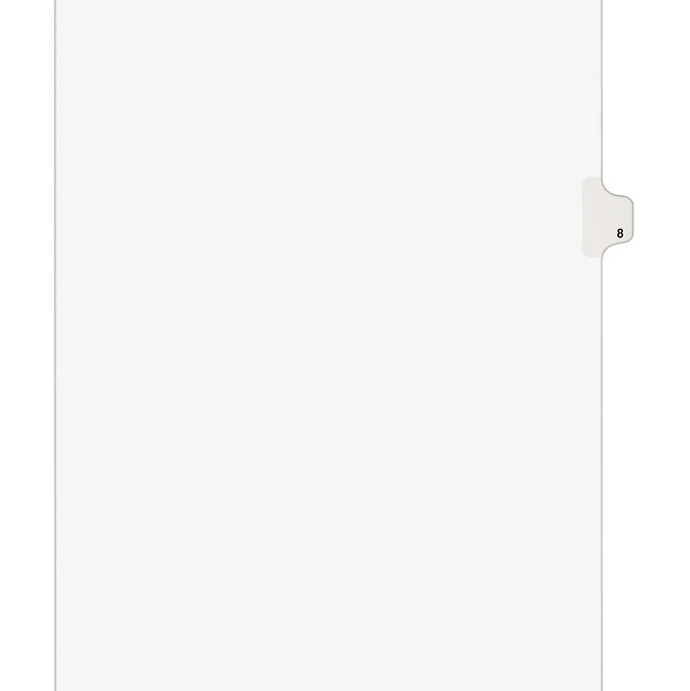 Avery Individual Numeric Paper Dividers, #8, White, 25 Sets/Pack (11918)