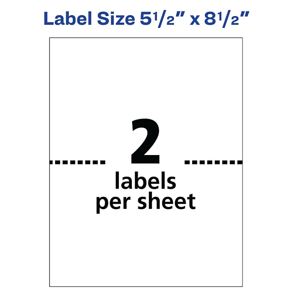 Avery Inkjet Shipping Labels, 5-1/2" x 8-1/2", White, 200 Labels/Box (8426)